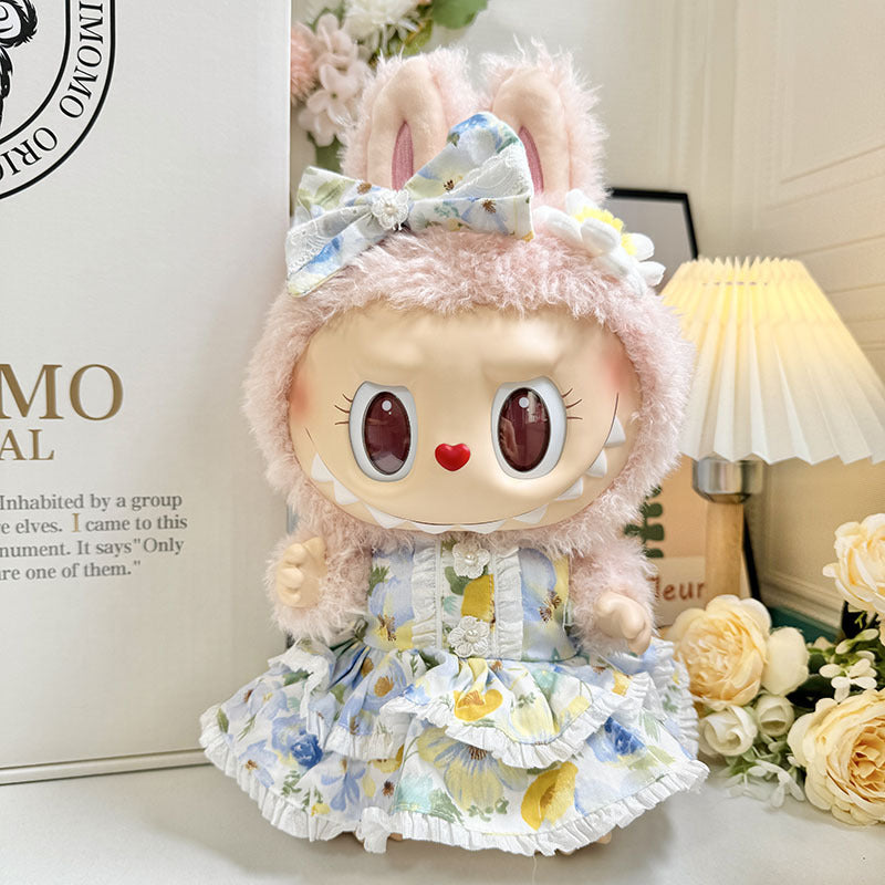 38Cm Labubu plush doll clothes for Labubu doll clothes MOKOKO sweetheart spring overalls