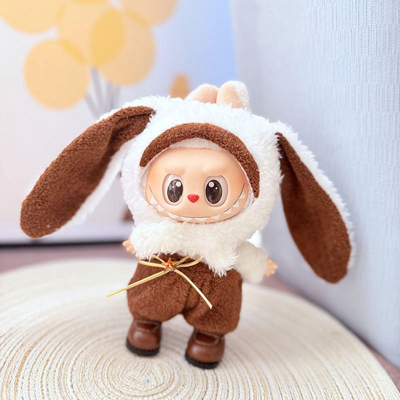 The first, second and third generation keychain Labubu clothes pendant Labubu baby clothes big eyes mushroom overalls cute