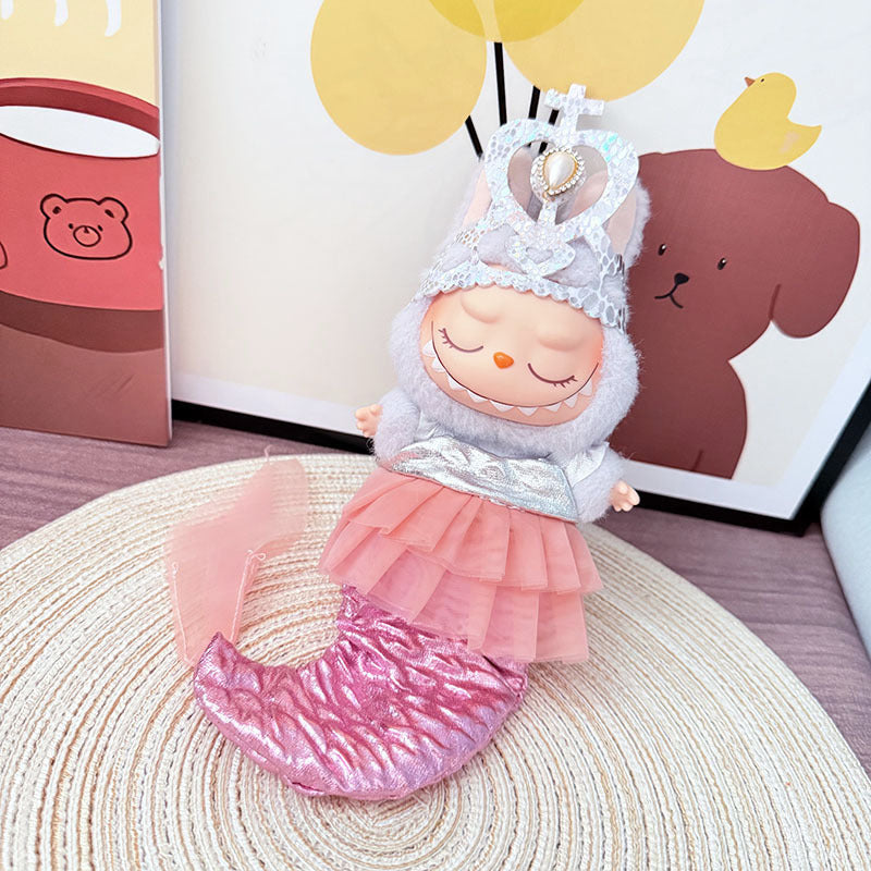 17Cm Labubuwa clothes LABUBU blind box sitting party one two three generation mermaid suit cute cute