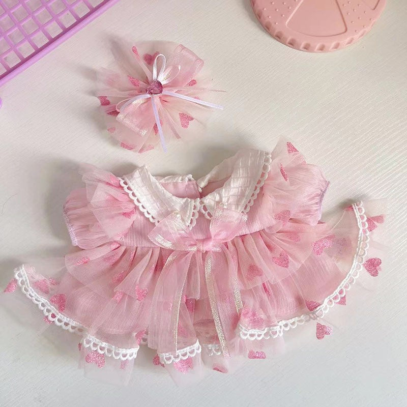 38Cm rabub vinyl plush doll dress for pink yarn love dress set labubu doll clothes cute