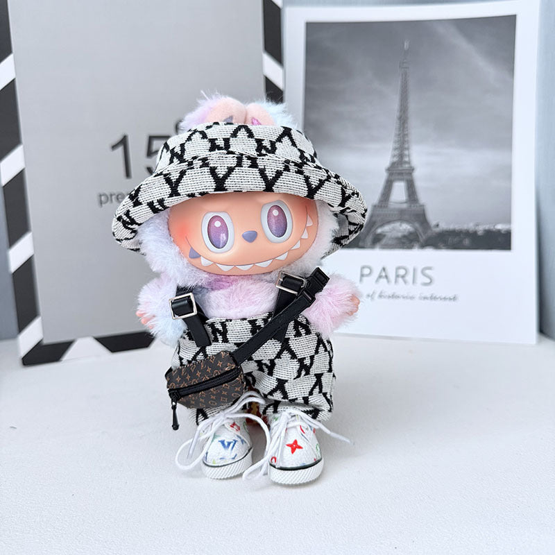 The first, second and third generation Labubu clothes pendant Labubu sitting baby clothes NY overalls sports suit is trendy and cute