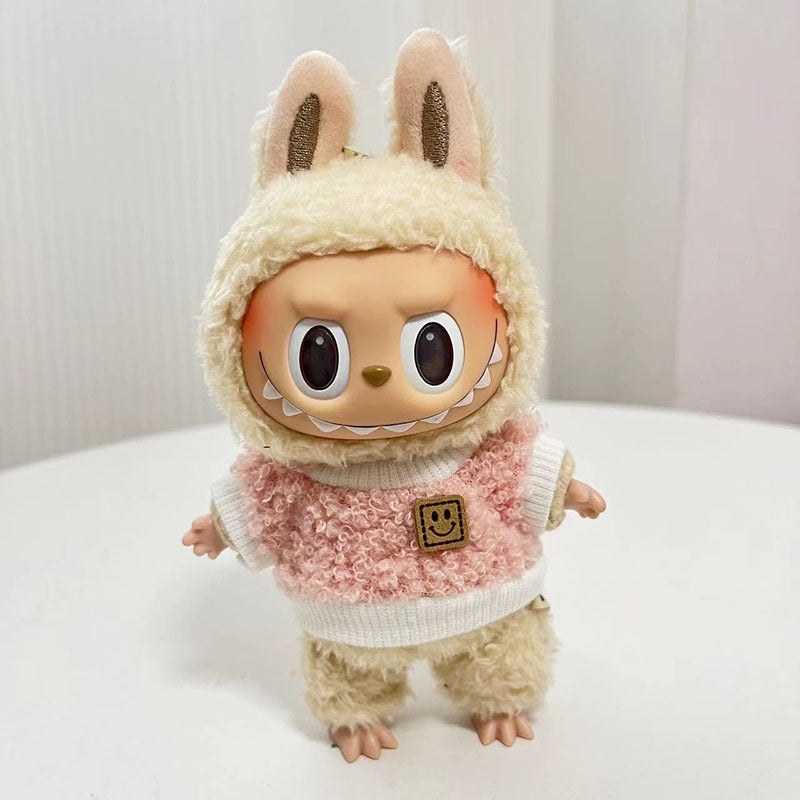 17Cm blind box rabub for stylish zipper shirt cool zipper sweater labubu pendant clothes cute