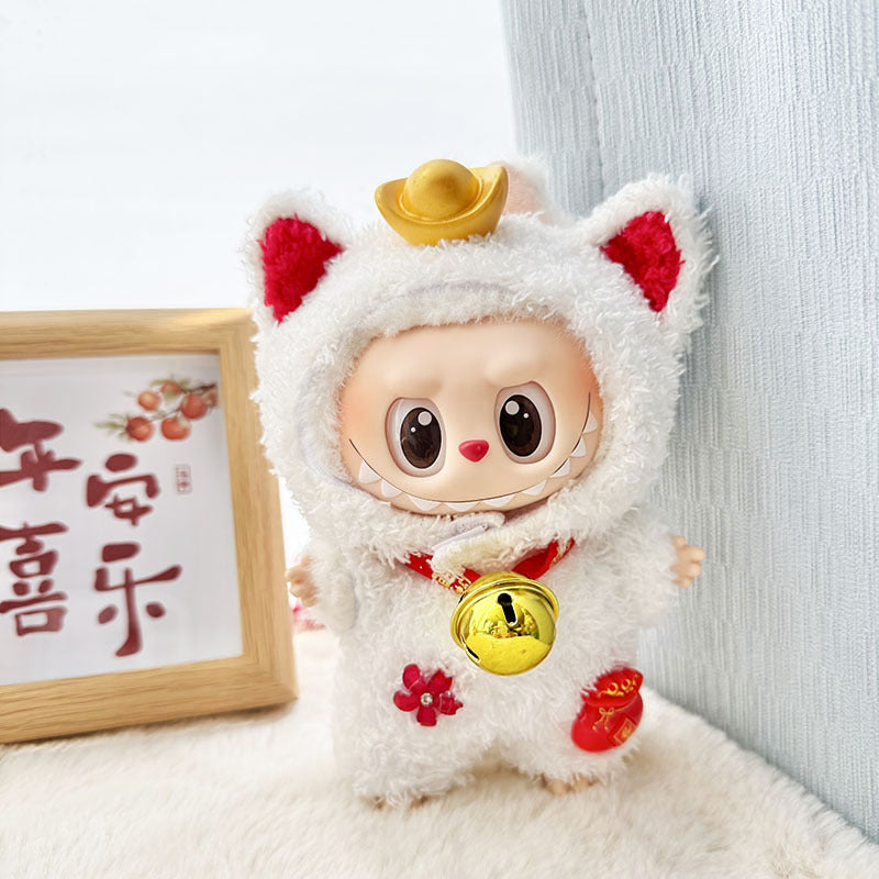17Cm Labubuwa clothes LABUBU blind box sitting party one two three generations cute cloud velvet three eyes cute