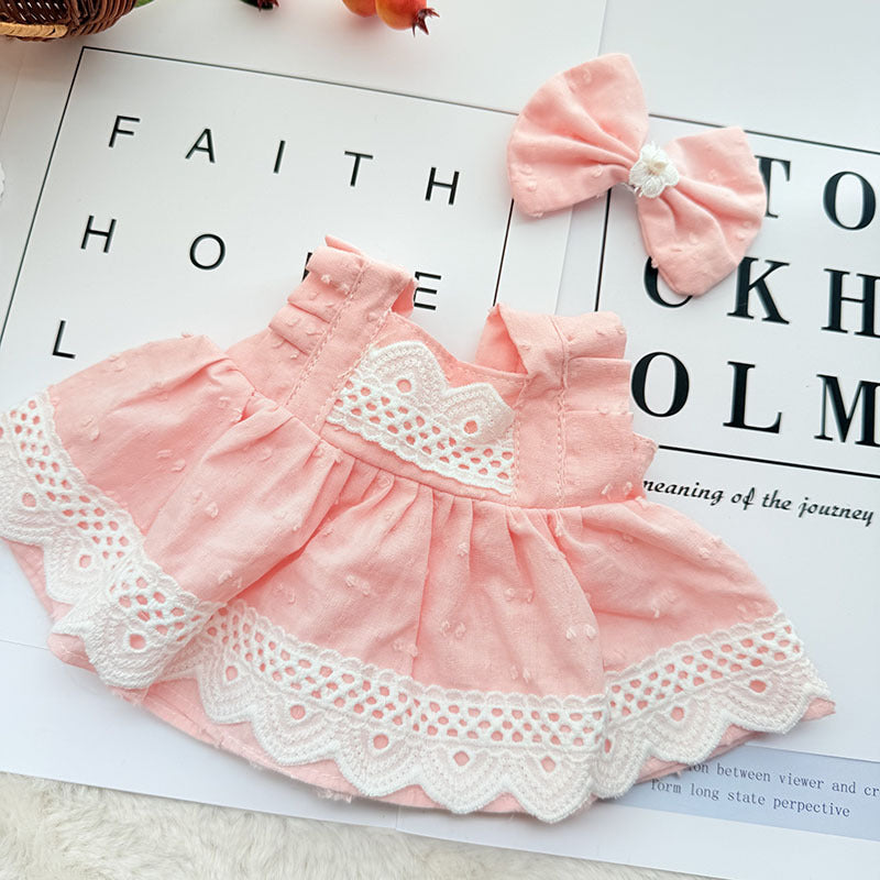 38Cm Labubu plush doll dress for Labubu doll dress MOKOKO sweetheart pink and blue lace skirt