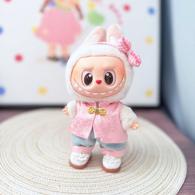 The first, second and third generation keychain Labubu clothes pendant Labubu baby clothes are elegant Chinese style suits, cute fairy.