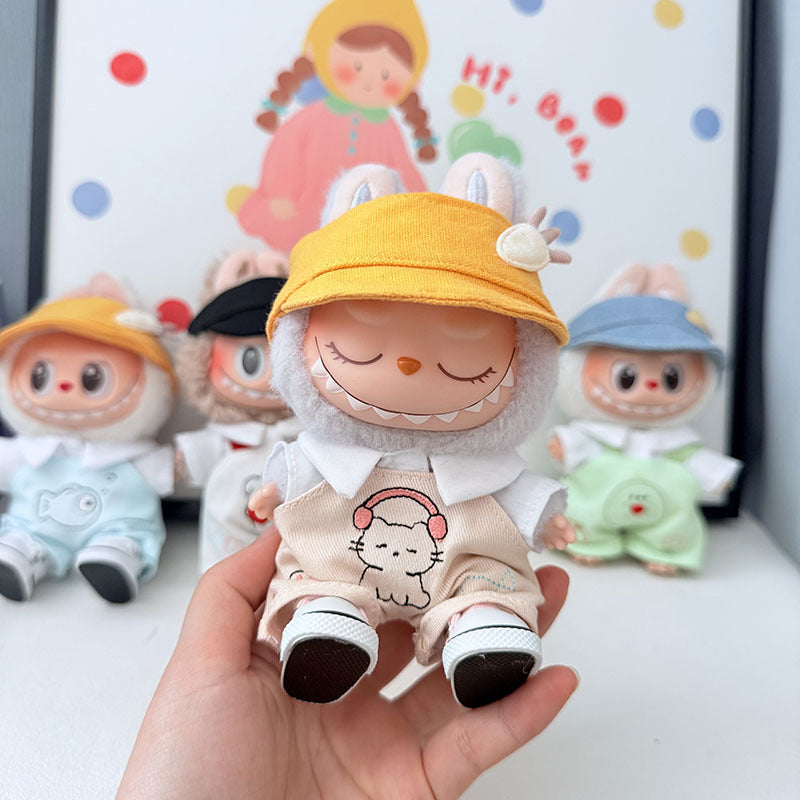 First and second generation keychain Labubu clothes pendant Labubu baby clothes cat puppy fish overalls set cute