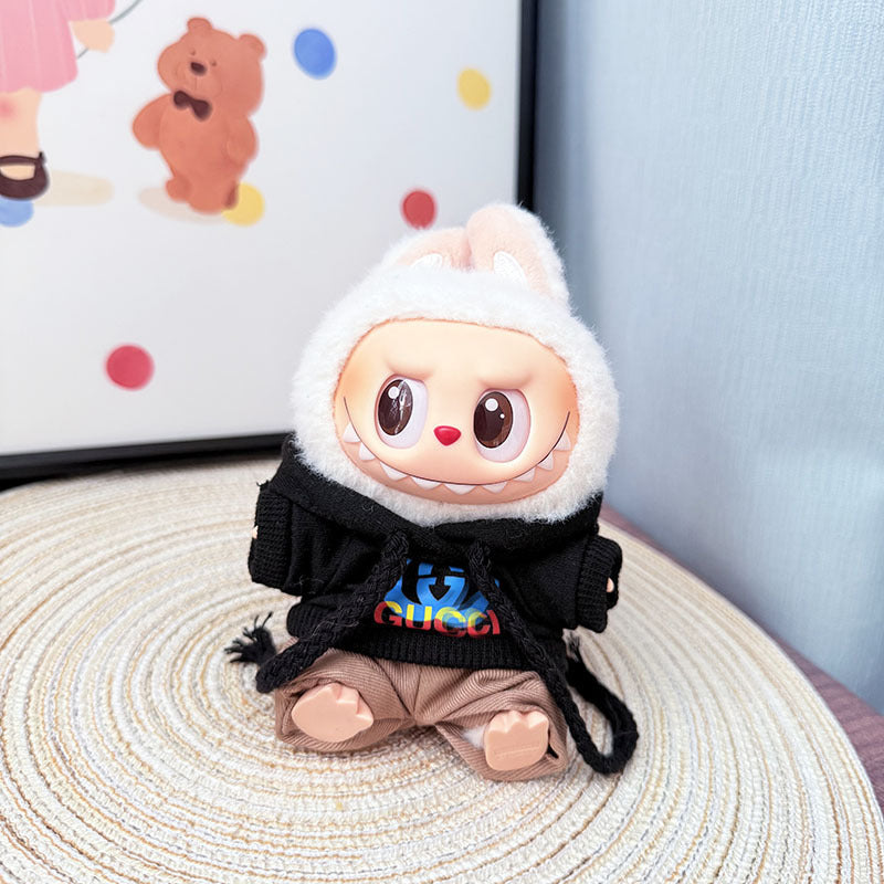The first, second and third generation keychain Labubu clothes pendant Labubu baby clothes trendy hooded sweater set is cute.