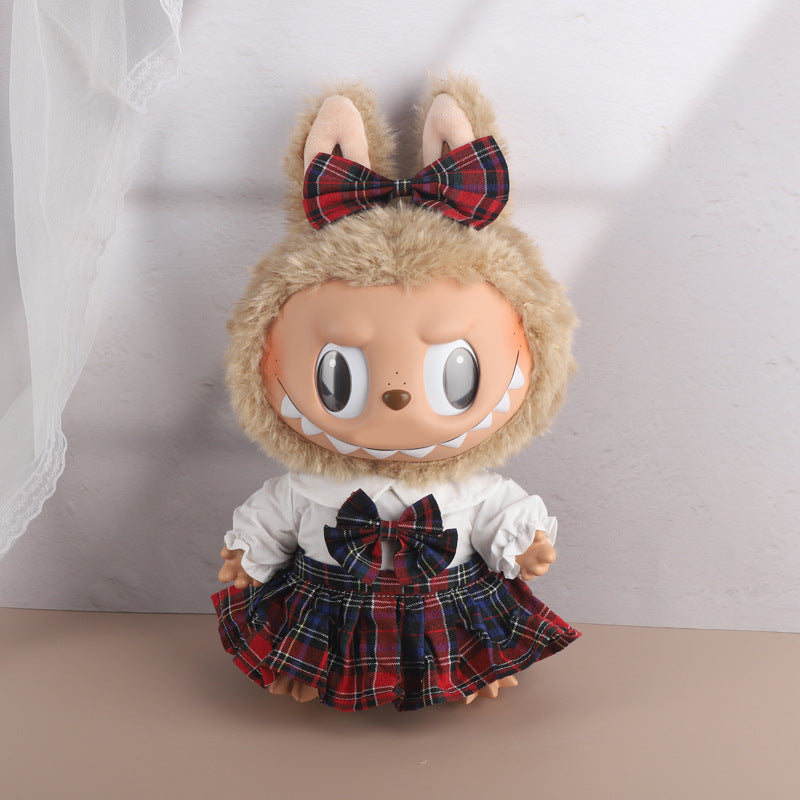 38Cm Labubu vinyl plush doll clothes for Labubu doll clothes striped animal shirt set cute