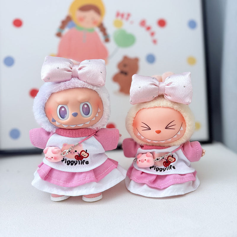 The first, second and third generation keychain Labubu clothes pendant Labubu baby clothes apple piggy dress set is cute