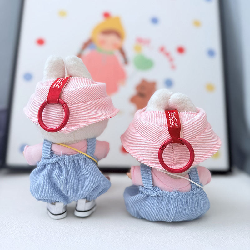 First and second generation keychain Labubu clothes pendant Labubu baby clothes pink and blue bear music overalls set cute