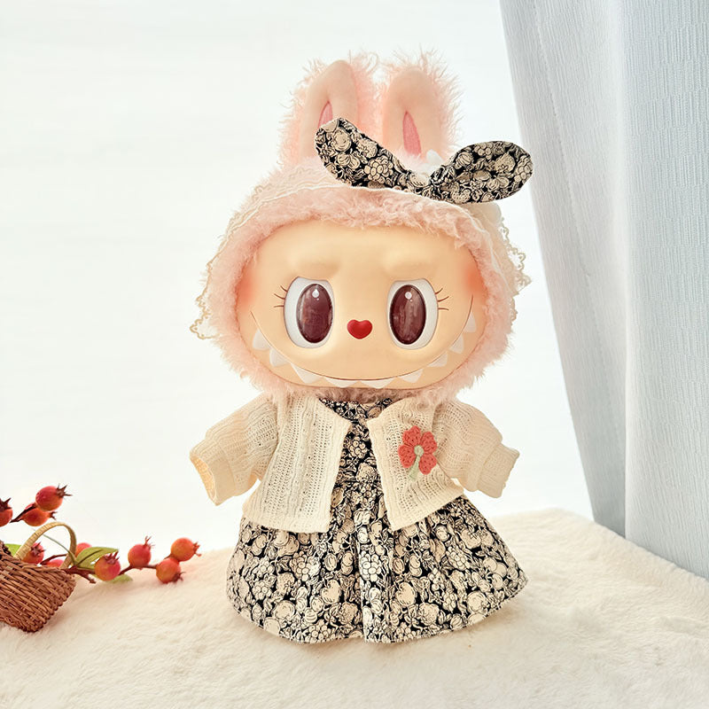 38Cm Labubu plush doll clothes for Labubu doll clothes MOKOKO sweetheart children's fun flower and fruit skirt