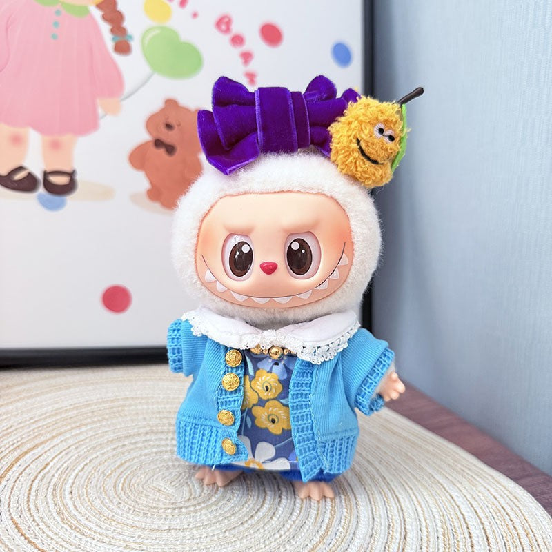 The first, second and third generation keychain Labubu clothes pendant Labubu baby clothes trendy sweater overalls set is cute.