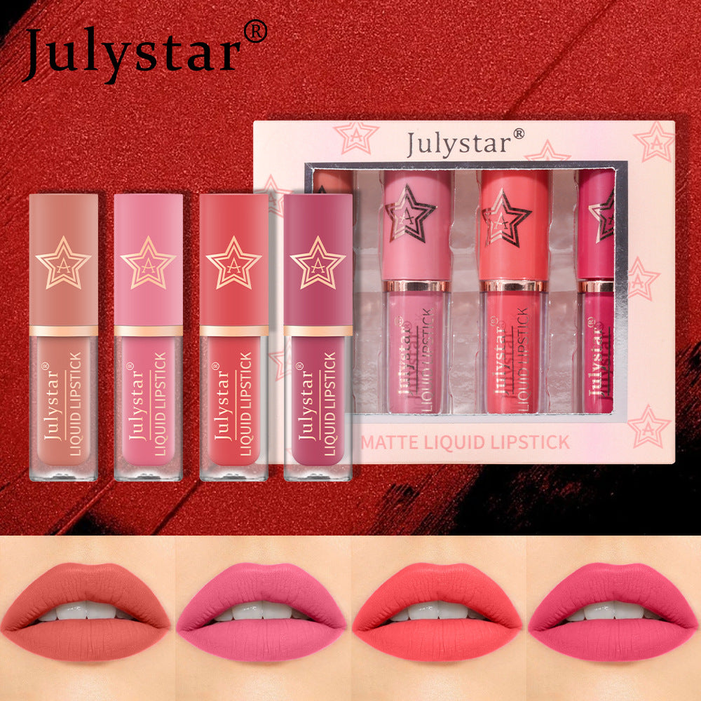 European and American makeup matte non-fading non-stick cup lip glaze kit natural three-dimensional hydrating and long-lasting lipstick set