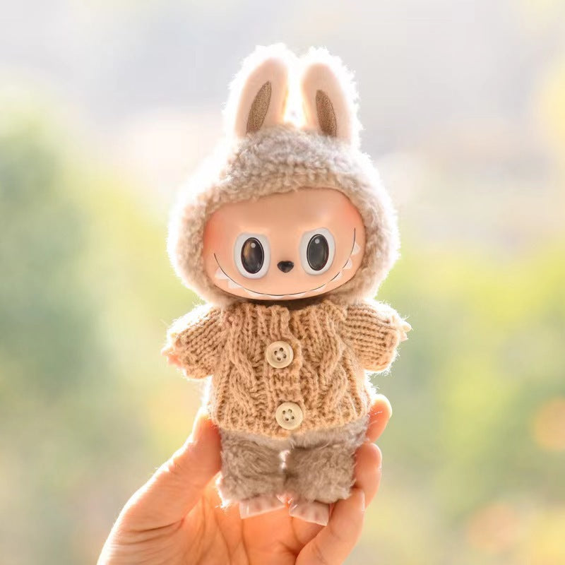 17Cm blind box rabub sweater pants macaron labubu pendant doll knitted sweater new year sweater cute
