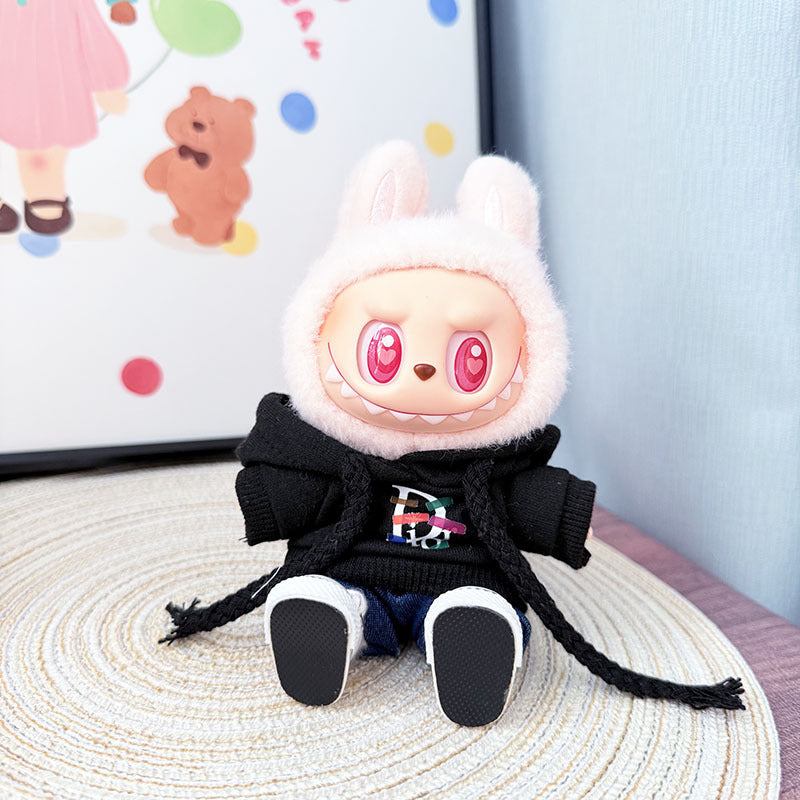 The first, second and third generation keychain Labubu clothes pendant Labubu baby clothes trendy hooded sweater set is cute.