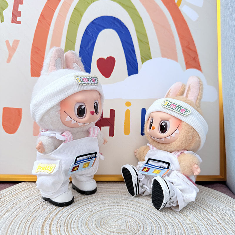 One, two and three generations of Labubu clothes pendant Labubu sitting party baby clothes radio overalls set creativity