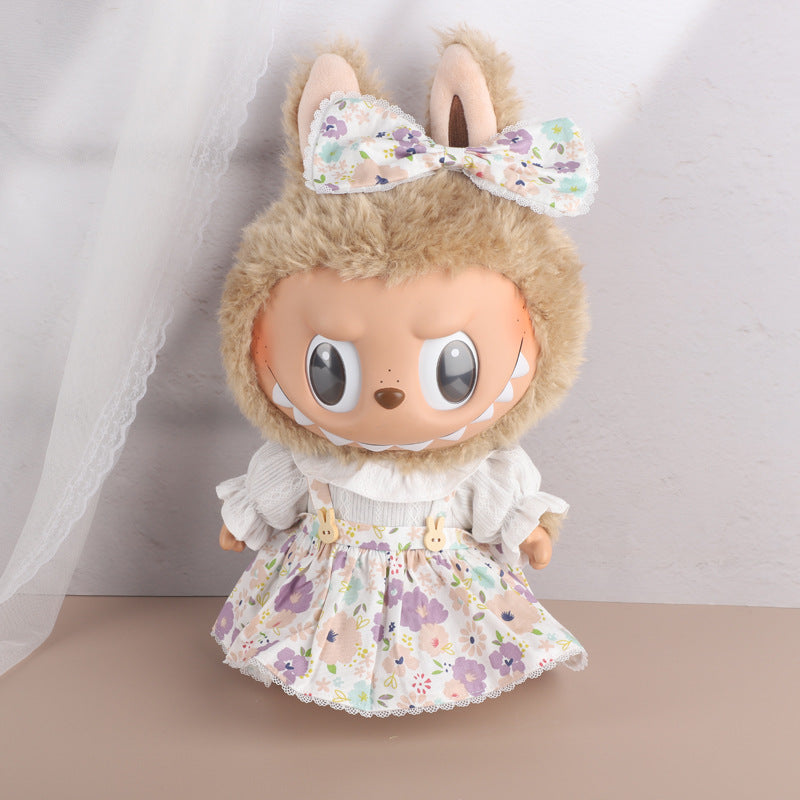 38Cm Labubu vinyl plush doll clothes for Labubu doll clothes striped animal shirt set cute