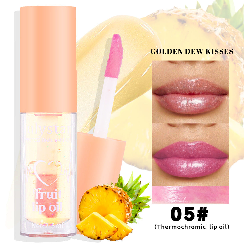 Julystar 20 Color Fruit Lip Glaze Water Light Transparent Moisturizing Moisturizing Temperature Variable Pearlescent Lip Oil