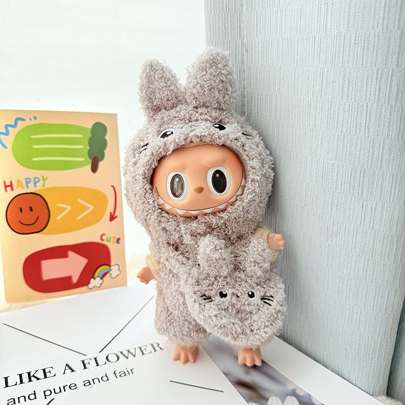 17Cm Labubuwa clothes LABUBU blind box sitting party one two three generations cute cloud velvet three eyes cute