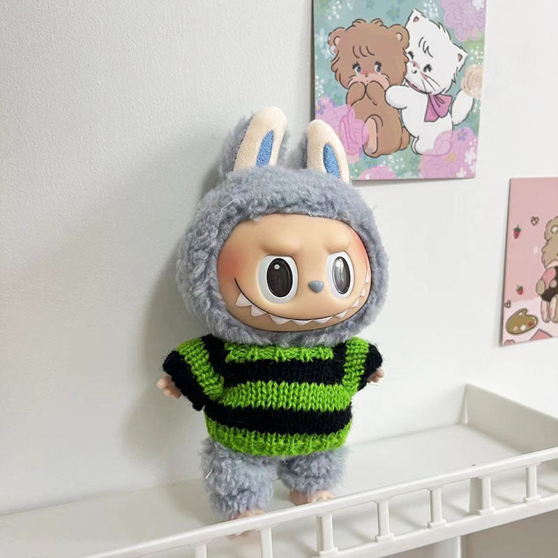 17Cm blind box rabub sweater pants macaron labubu pendant doll knitted sweater new year sweater cute