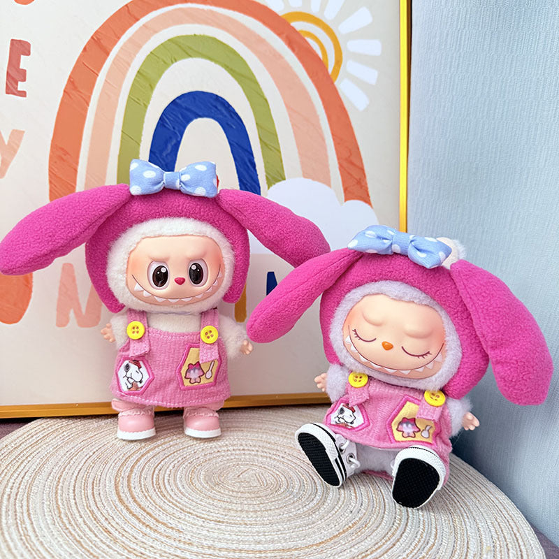 The first, second and third generation Labubu clothes pendant Labubu sitting party baby clothes big ears pink princess suit is cute