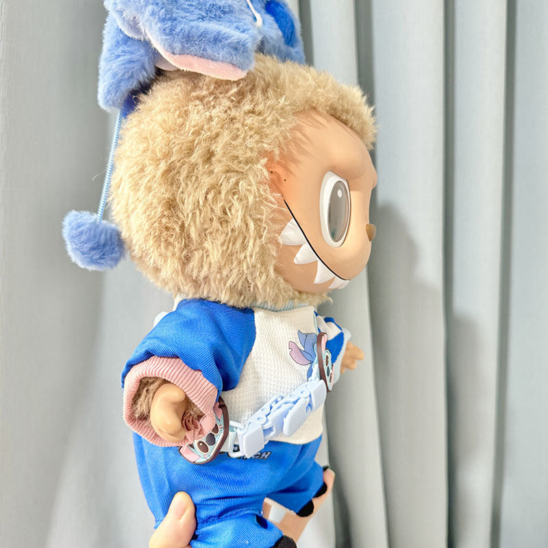 38Cm Labubu plush doll clothes for vinyl Labubu doll clothes Stitch suit cute