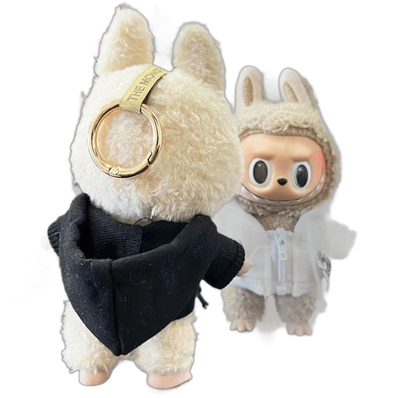 17Cm blind box rabub for stylish zipper shirt cool zipper sweater labubu pendant clothes cute