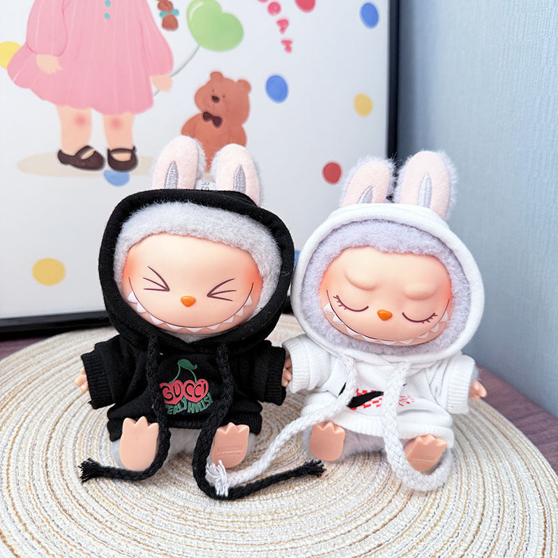 The first, second and third generation keychain Labubu clothes pendant Labubu baby clothes trendy hooded sweater set is cute.