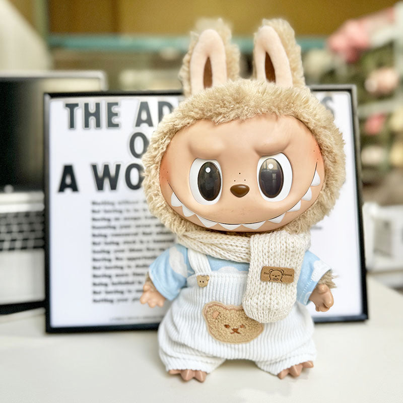 38Cm Labubu vinyl plush doll clothes for Labubu doll clothes cloud shirt white strap set