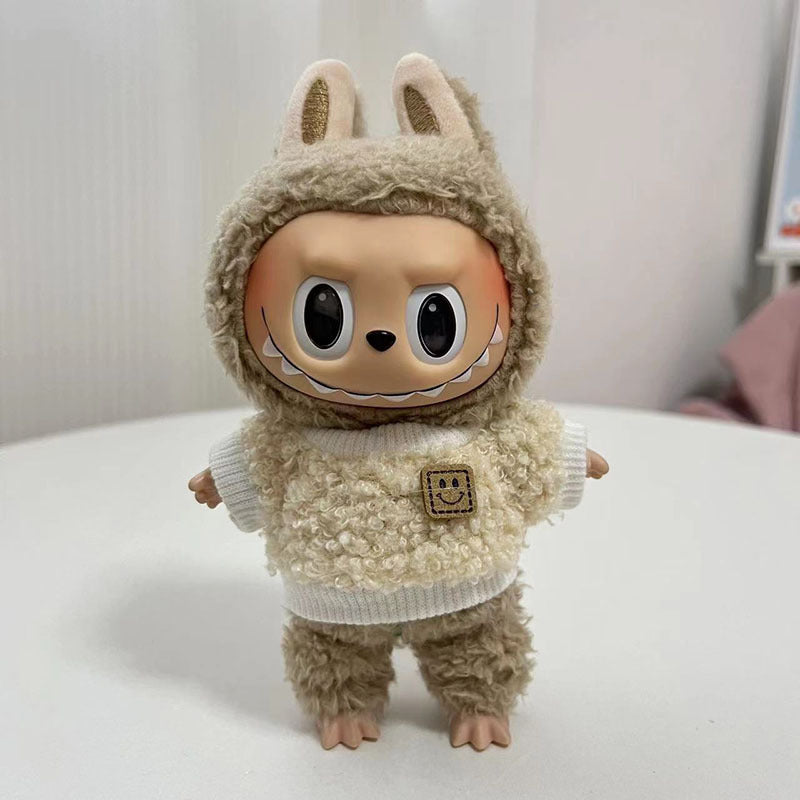 17Cm blind box rabub for stylish zipper shirt cool zipper sweater labubu pendant clothes cute