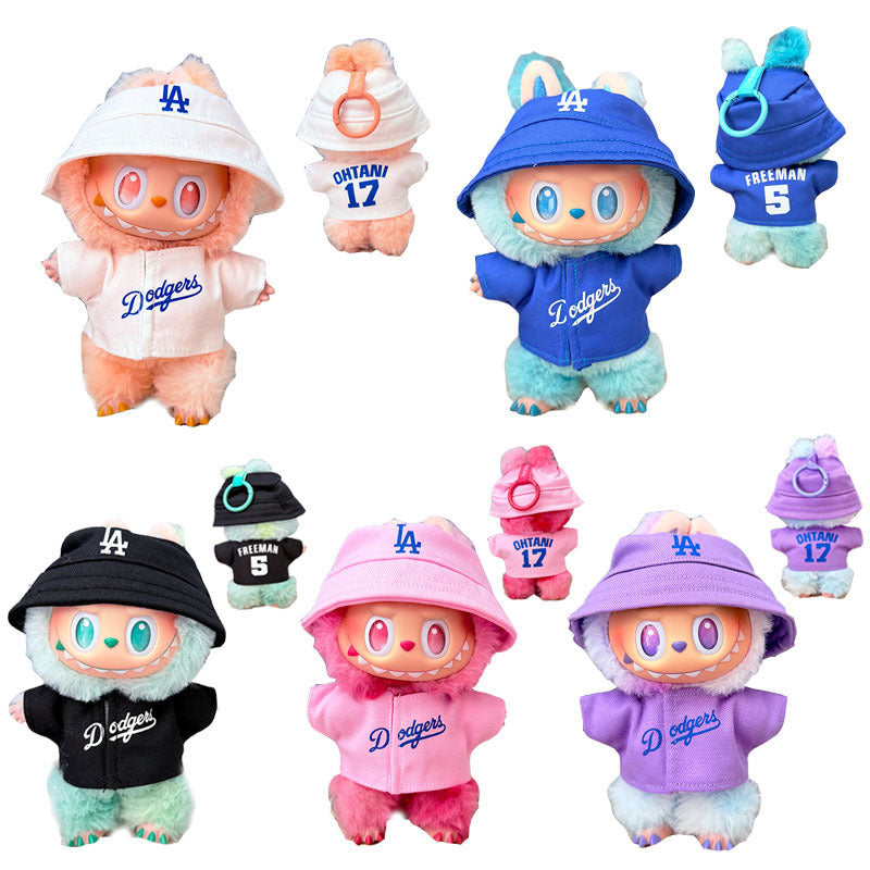 The first, second and third generation Labubu clothes pendant Labubu sitting baby clothes LA baseball sports suit is trendy and cute