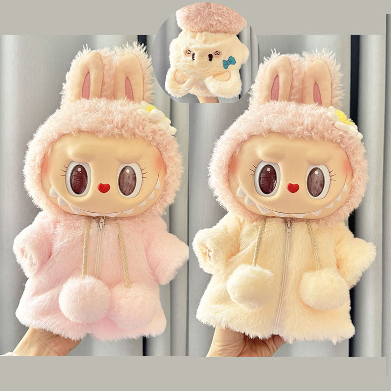 38Cm Labubu plush doll clothes for Labubu doll MOKOKO sweetheart circle rabbit coat cute