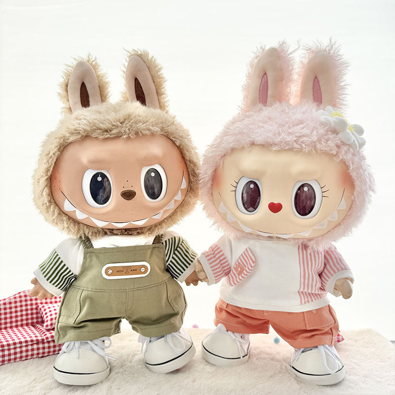 38Cm Labubu plush doll clothes for Labubu sweetheart doll baby clothes casual jacket set cute