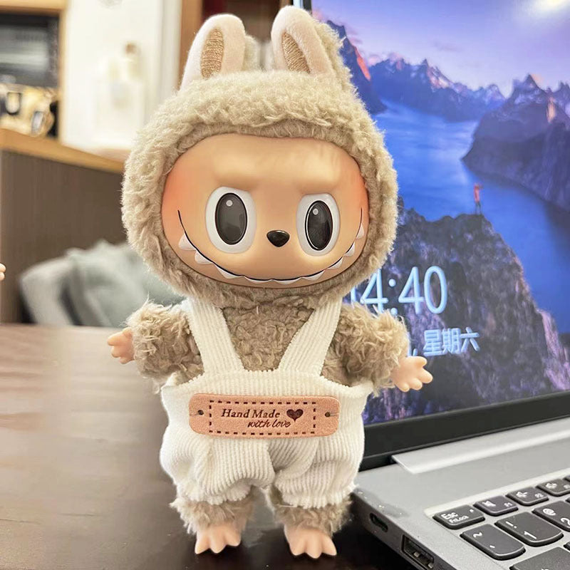 17Cm blind box rabub for stylish zipper shirt cool zipper sweater labubu pendant clothes cute