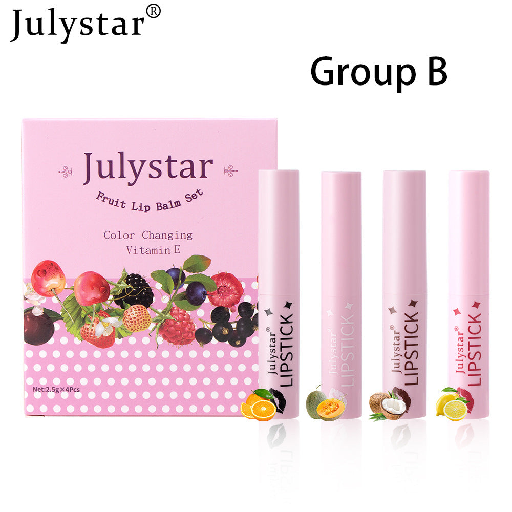 Julystar Lip Color Changing Lip Balm Lip Pattern Moisturizing Hydrating Contains Vitamin E Fruit Flavor Temperature Changing Lipstick