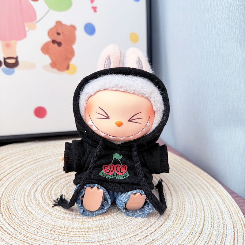 The first, second and third generation keychain Labubu clothes pendant Labubu baby clothes trendy hooded sweater set is cute.