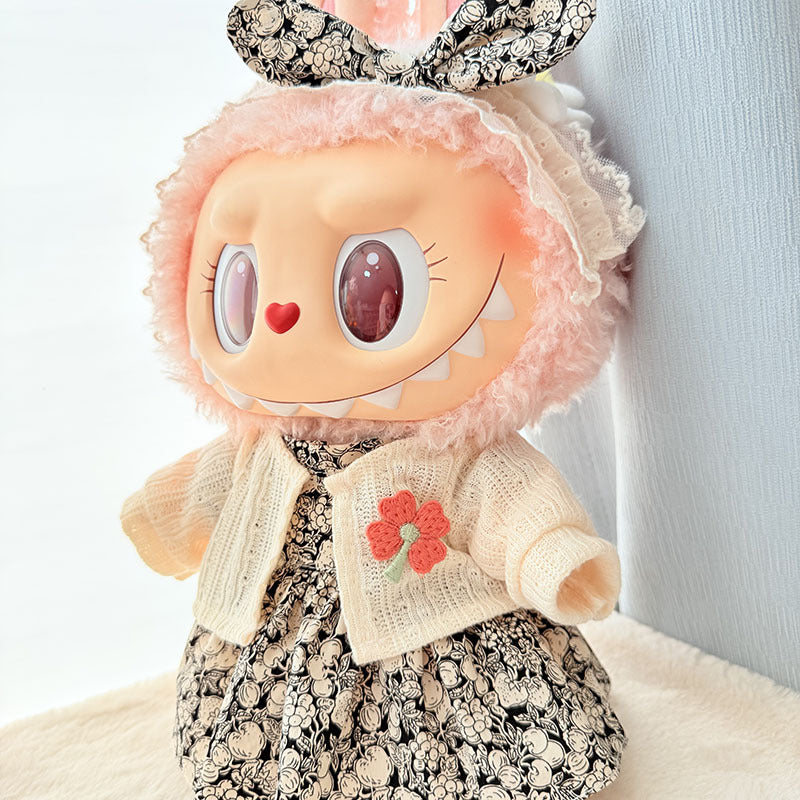38Cm Labubu plush doll clothes for Labubu doll clothes MOKOKO sweetheart children's fun flower and fruit skirt