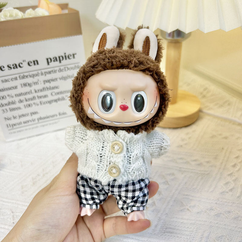 17Cm blind box rabub sweater pants macaron labubu pendant doll knitted sweater new year sweater cute