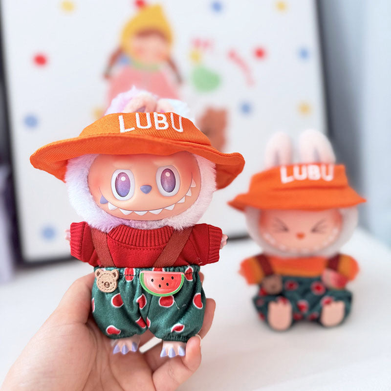 The first, second and third generation keychain Labubu clothes pendant Labubu baby clothes apple piggy dress set is cute