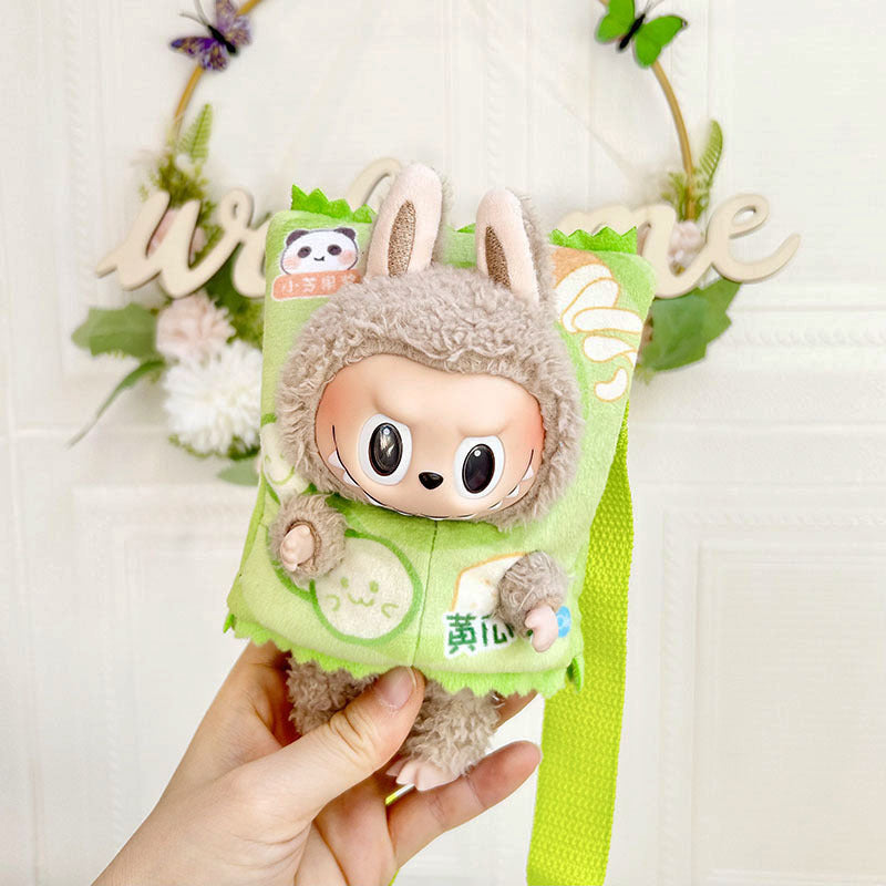 15Cm pendant labubu blind box macaron rabub potato chips outer bag keychain doll clothes