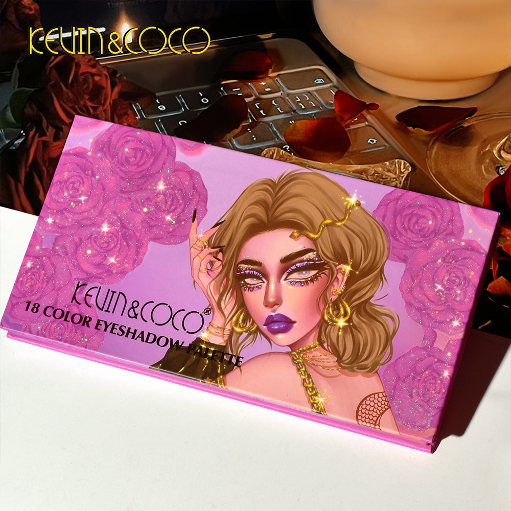 KEVIN & COCO18 color eyeshadow disc, beaded matte, high-value girl eyeshadow comes with it.