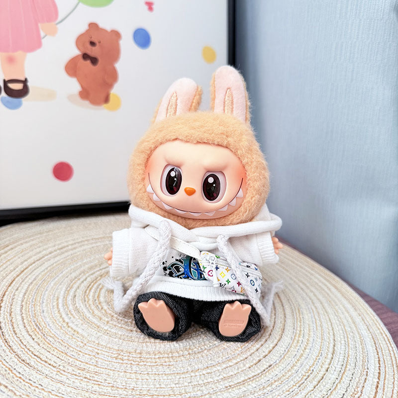 The first, second and third generation keychain Labubu clothes pendant Labubu baby clothes trendy hooded sweater set is cute.