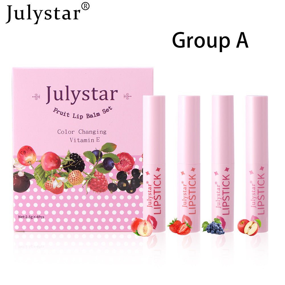 Julystar Lip Color Changing Lip Balm Lip Pattern Moisturizing Hydrating Contains Vitamin E Fruit Flavor Temperature Changing Lipstick