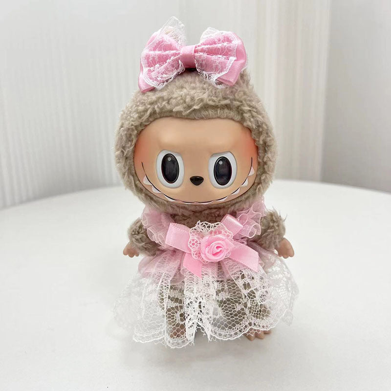 17Cm blind box Labubu cloth set circle smiley face shirt labubu pendant for invisible wings, cute clothes.