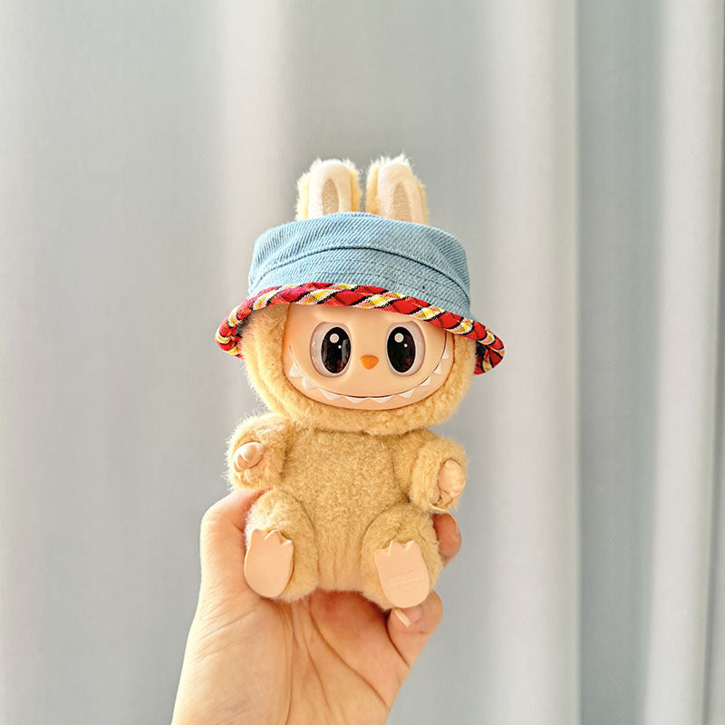 [Clothes only] 17cm blind box Labubu pendant baby clothes small animal hat Labubu trendy bucket hat accessories