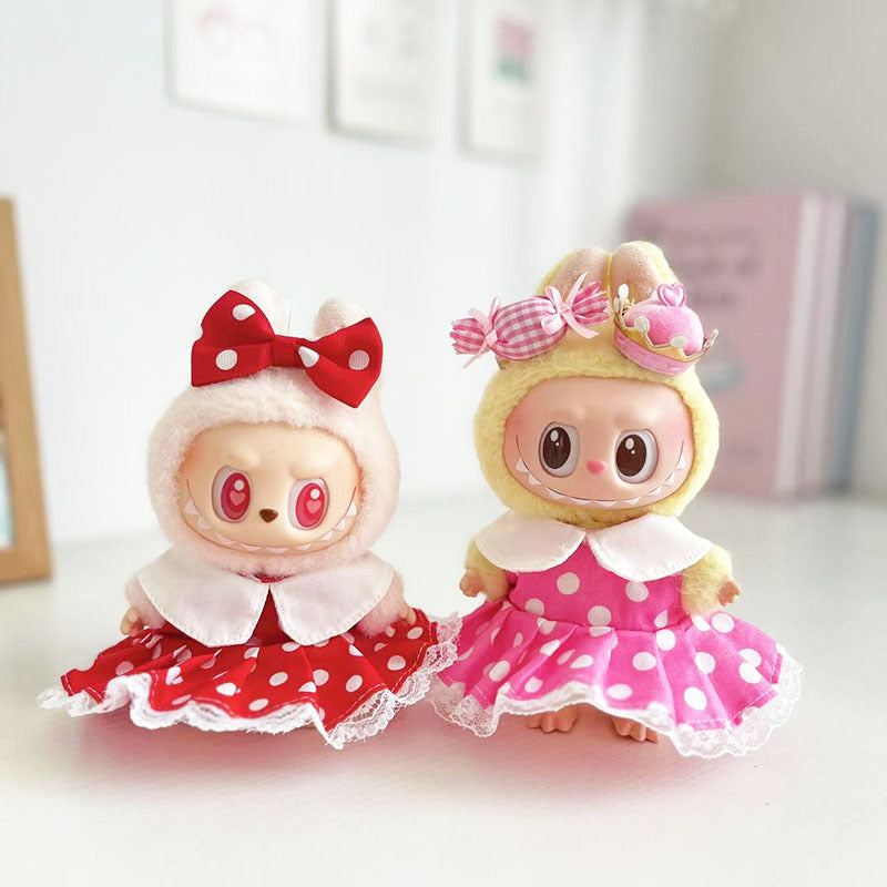 First and second generation Labubu clothes pendant Labubu sitting baby clothes summer skirt jumpsuit cute and cute