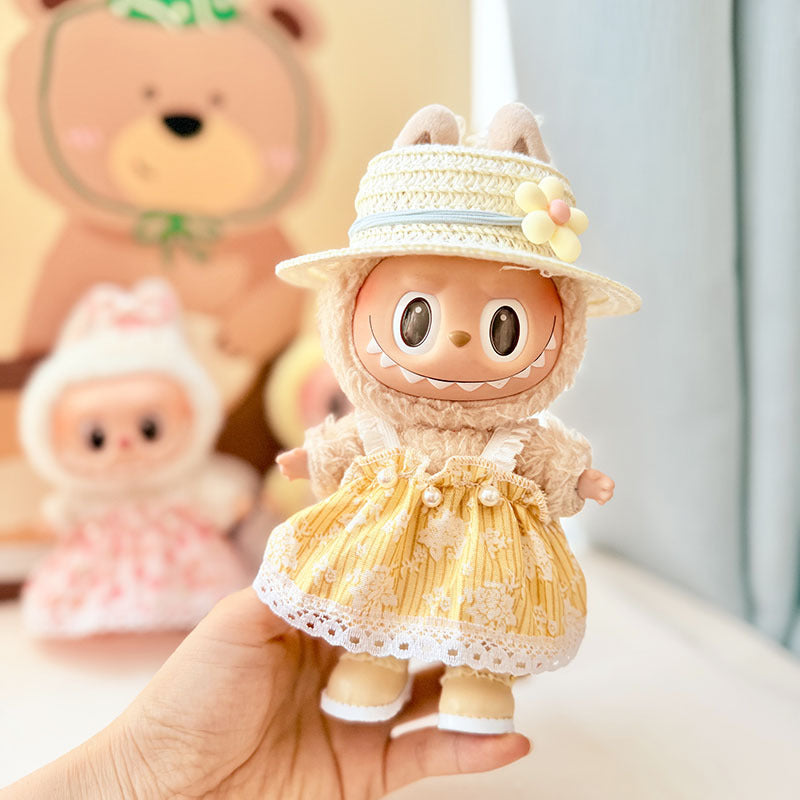 [Clothes only] First and second generation keychain Labubu clothes pendant Labubu baby clothes pastoral flower skirt cute