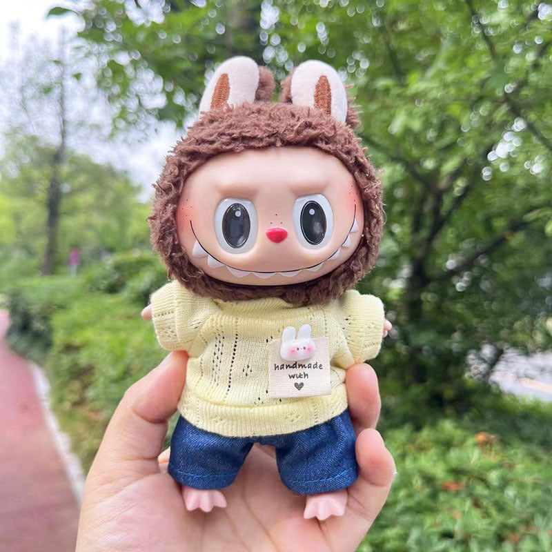 [Clothes only] 17cm labubu cloth blind box pendant doll for toning bubble shirt set cute