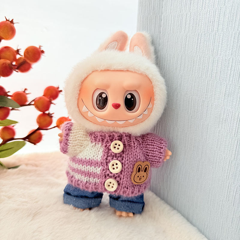 [Clothes only] First and second generation keychain Labubu clothes pendant Rab cloth button sweater jeans set cute