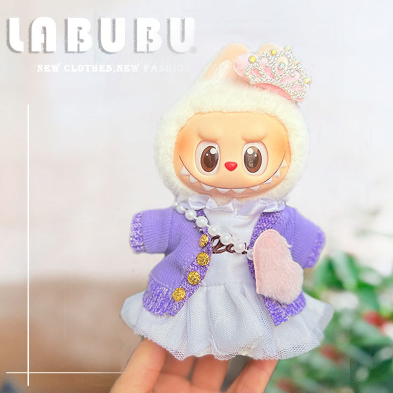 [Clothes only] 17cm Labubuwa clothes LABUBU blind box sitting party one, two, three generations of gold and purple joy clothes